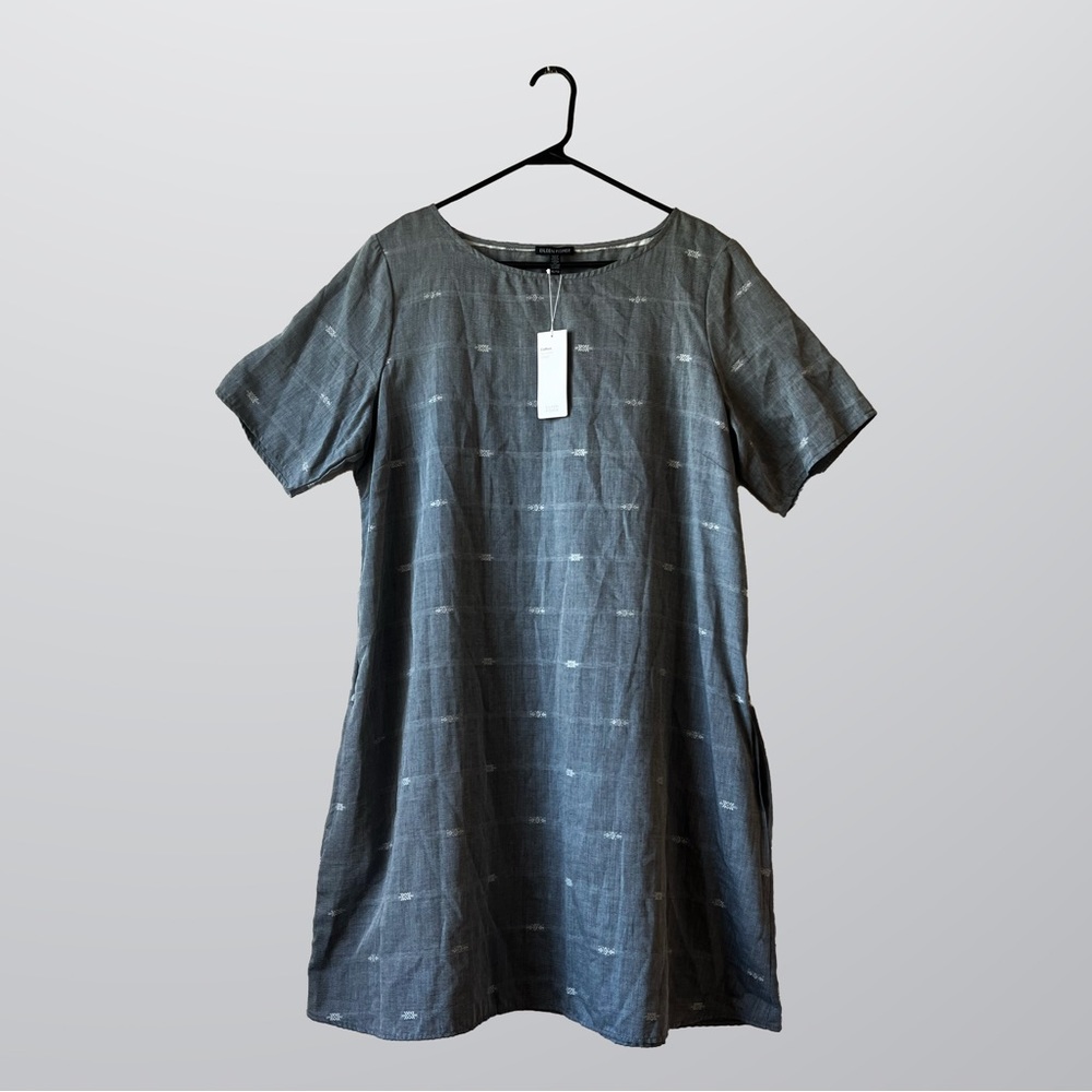 NWT Eileen Fisher Nomadic Stripe Organic Cotton Dress | Extra Large